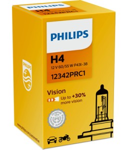 Lampada H4 PHILIPS - Vision + 30% 12342PRC1