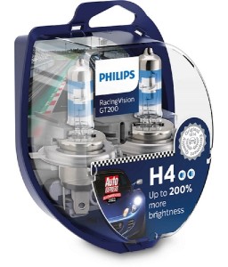 Lampada H4 PHILIPS - Racing Vision GT200 + 200% 12342RGTS2