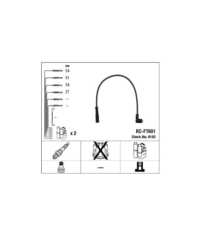 Set cavi candela NGK RC-FT601 codice breve 8192