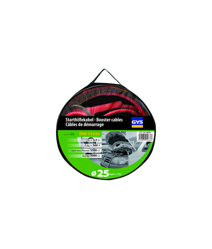 GYS 056336 CAVI AVVIAMENTO 500A (3,5 L / 5,5 L) - 2X3,5M - Ø25MM2