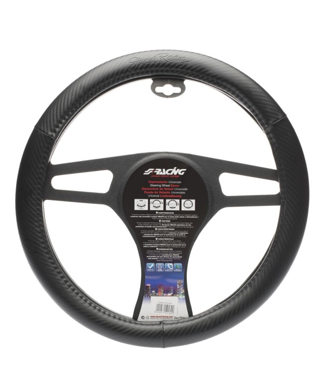 Simoni Racing CVT/22 Coprivolante Inox Simoni Racing – ecopelle nera effetto inox per volanti 37–39 cm