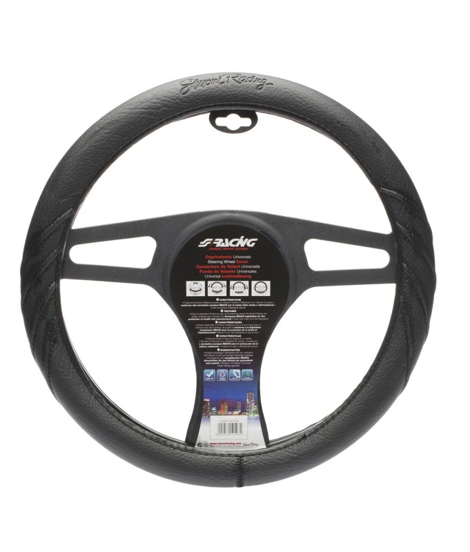 Simoni Racing CVT/23 Coprivolante Dark Simoni Racing – ecopelle nera per volanti 37–39 cm