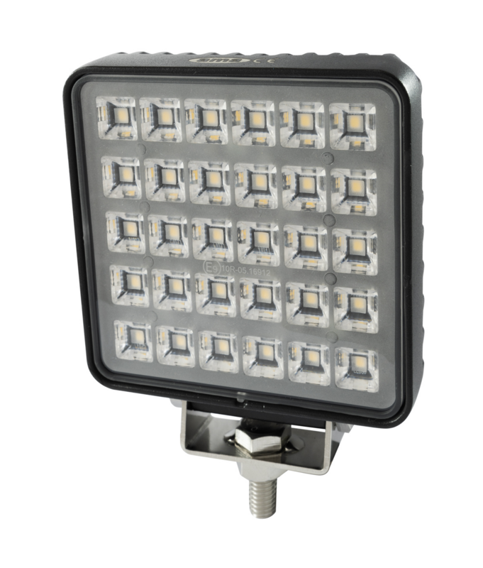 AMA 68050 Faro da lavoro quadrato a LED 10-30V, 26,3W, 3800LM, 30 LED, raggio ampio/largo, con interruttore