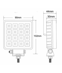 AMA 68049 Faro da lavoro quadrato a LED 10-30V, 13,2W, 2400LM, 16 LED, raggio ampio/largo, con interruttore